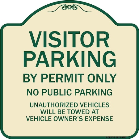 Signmission Designer Series-Visitor Parking By Permit Only No Public Parking, 18" x 18", TG-1818-9741 A-DES-TG-1818-9741